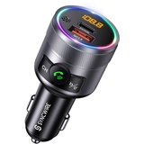 SYNCWIRE Bluetooth 5.3 FM-Transmitter für das Auto, 48W Max PD & QC 3.0 Schnelllade-Autoladegerät , Kabelloser Radio-Adapter, Deep-Bass-Musikplayer, Freisprechen, Buntes LED-Licht