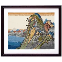OM System Olympus Thread Kreuzstich Stickpackung Blick auf den See (Hakone) von Ando Hiroshige, Zählmuster