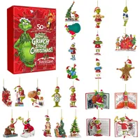 Grinch-Adventskalender 2024, 24 Tage, lustiges Grinch-Set zum Sammeln, für Kinder, albernes und niedliches Grinch-Spielzeug, Adventskalender 2024 (A)