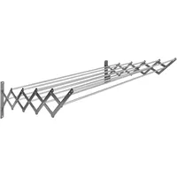Sauvic 10-stangen-wäscheleine Ausziehbar aus Edelstahl, 120 cm., Silber