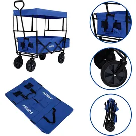 Arebos Bollerwagen faltbar blau inkl. 2 Netztaschen und Außentasche