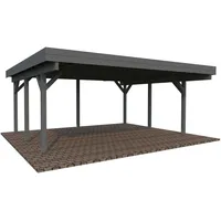 Palmako Carport Karl 20,6 m2 dunkelgrau lackiert Holzcarport