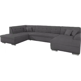 DOMO collection Wohnlandschaft DOMO COLLECTION "Aversa U-Form", schwarz (pepper), B:364cm H:83cm T:201cm, Luxus-Microfaser (100% Polyester);Struktur (100% Polyester);Struktur weich (100% Polyester), Sofas, Wohnlandschaft, wahlweise mit Bettfunktion, frei im Raum stellbar