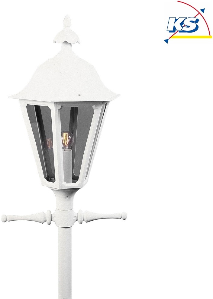 Konstsmide Leuchtenkopf / Kandelaber PALLAS, 1-flammig, E27 max. 60W, Weiß, Aluminium / Rauch-Acrylglas KON-567-250