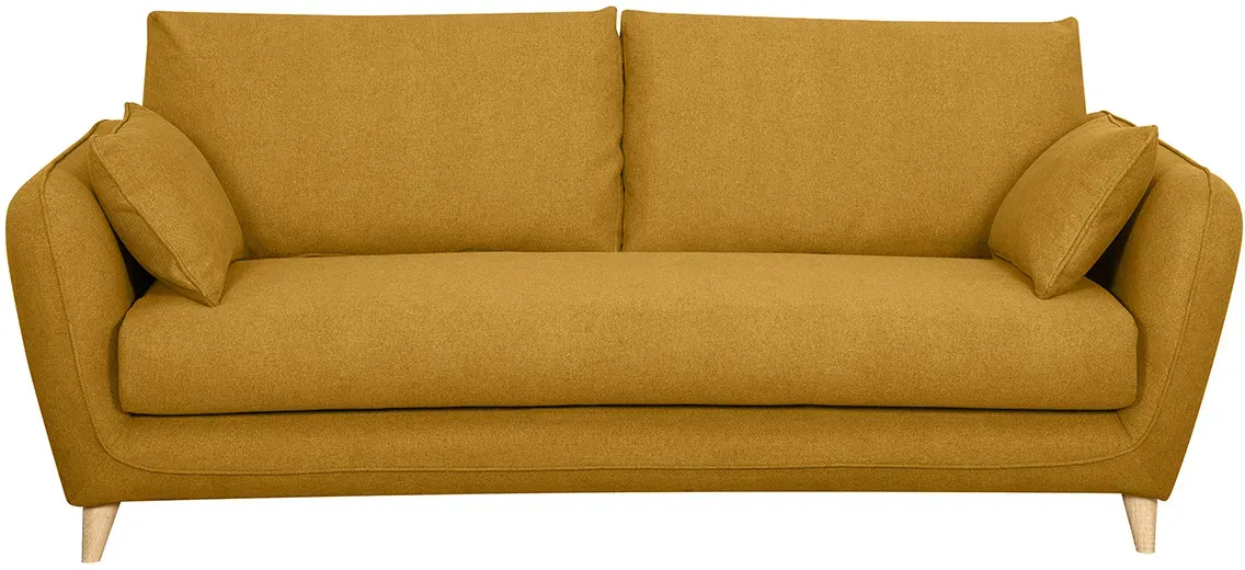 Skandinavische Schlafcouch kumingelb mit Matratze Dicke 10 cm 3-Sitzer CREEP