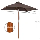 Outsunny Sonnenschirm Knickbarer Gartenschirm Strandschirm 3-stufig Tannenholz+Polyester