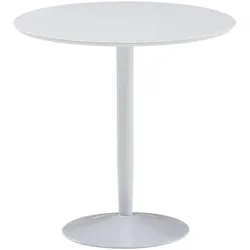KADIMA DESIGN Moderner Hochglanz Esstisch für 2 Personen, Trompetenförmiges Standbein, Weiß, 75x75x74 cm