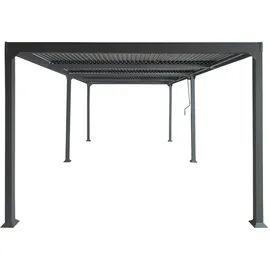 Mendler Alu Pergola HWC-L41, Lamellen-Pavillon Terrassenüberdachung, stabiles 8cm-Metall-Gestell 3x6m - anthrazit