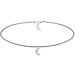 Elli Choker Halbmond Kristalle Silber Schwarz Damen 