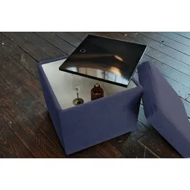 KAWOLA Hocker mit Stauraum IDA Stoff dunkelblau
