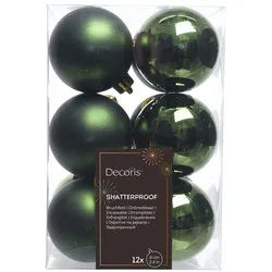 12 Weihnachtskugeln 6cm Kunststoff Christbaumkugeln bruchsicher dunkelgrün
