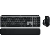 Logitech MX Keys S Combo for Mac, Space Grey + Bluetooth, Scherenschalter, QWERTY, LED, Aluminium, Schwarz - Silber/Schwarz