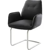 DeLife Freischwinger Zoa-Flex Echt-Leder Schwarz Freischwinger rund Edelstahl Taschenfederkern,