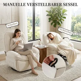 Homcom Relaxsessel Gepolstert 91 x 104 x 93 cm Weiß mit Liegefunktion
