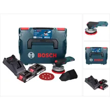 Bosch GEX 18V-125 inkl. 2 x 2,0 Ah + Ladegerät + L-Boxx