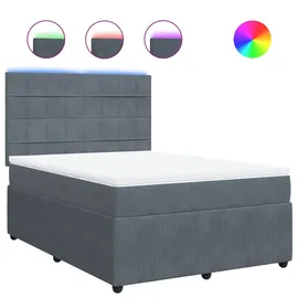 vidaXL Boxspringbett 140 x 200 cm Dunkelgrau