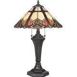 Tiffany Lampe ETERNO 2 Zugschalter Buntglas 60cm hoch Wohnzimmer Tischleuchte