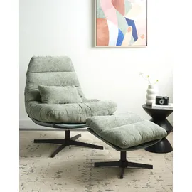 Beliani Drehsessel TOVIK Polyester 70 x 80 x 80 cm Hellgrün mit Fußstütze