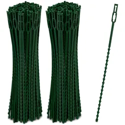 Relaxdays Pflanzenbinder, 400er Set, 22 cm, verstellbare Pflanzenhalter, wiederverwendbar, Befestigung Pflanzen, grün