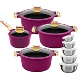 King Topf-Set, Aluminiumguss (Set, 18-tlg), 5 Töpfe, Ø 16/18/20/24 cm, Antihaft-Beschichtung, Induktion