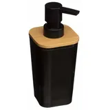 5 five simply smart Seifenspender 200ml naturéo schwarz - Seifenspender, schwarz, Polystyrol und Bambus, Maße 7,6x7,3x17,5 cm - 5 five simply smart