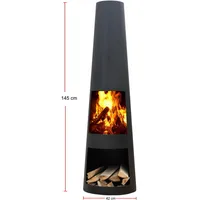 Gartenkamin Rengo XL Black Terrassenfeuer Feuersäule Feuertonne Feuerschale Ofen