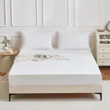 Gezu Baumwollesatin Spannbettlaken 180x200 Mako Satin Weiß Weich Hypoallergen Thermoregulierend Spannbetttuch Bettlaken 180x200 Spannbettlaken Baumwolle Sommer für bis 30cm Matraze,100% 40S Baumwolle