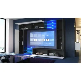 Vladon Wohnwand, Anthrazit, Holzwerkstoff, 262x182.5x39 cm, Wohnzimmer, Wohnwände, Wohnwand-Sets