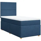 vidaXL Boxspringbett mit Matratze Blau 100x200 cm Stoff - Blau