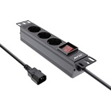 InLine InLine® 10" Steckdosenleiste, 3-fach Schutzkontakt, C14 Anschluss, mit Schalter, 2m, schwarz