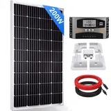 200W Wohnmobil Set Solarpanel Solarmodul 12V Monokristallin Mit Montage PV Halterung für RV Camping Haus