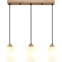 GLOBO Hängeleuchte 3-flg. 60 cm rechteckig Braun Holz/Glas