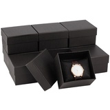 nbeads 10 Stück Uhrenbox Mit Kissen, 8.1x8.8x5.3cm Armbanduhr-Geschenketui Aus Pappe Uhrenboxen Schmuck-Geschenkboxen Für Uhren Schmuck Geschenke Armbänder Handgelenkmanschette, Schwarz