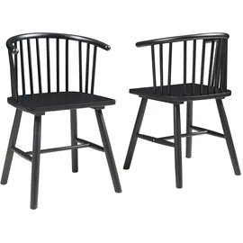 [en.casa] Esszimmerstuhl Stami Holz schwarz 2er Set