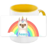 Tasse mit Namen Jessy und Motiv mit Lama-Einhorn für Mädchen | Keramik-Tasse | Kinder-Tasse | Nerd-Tasse