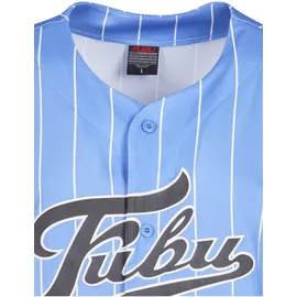 FUBU T-Shirt "Fubu Herren", Herren, Gr. XXS, light blau, weiß, 100% Polyester, bedruckt, loose fit, V-Ausschnitt, Shirts T-Shirt