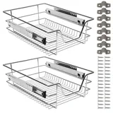 Ansobea Spülschrank Organizer Teleskopschublade 40cm Schrankauszug Küche Spülenunterschrank Organizer Schrankauszug Schubladeneinsätze für Küchenschrank inkl. Schienen, 2 Stück