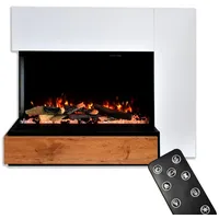 GLOW FIRE Elektrokamin Einstein E-Motion 3D, Elektrischer Kamin mit 3D Feuer mit Heizung, täuschend echte Flamme mit Heizung, 3 Dekorationen