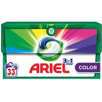 Ariel 3in1 PODS, Flüssigwaschmittel in Kapseln, 33 Waschgänge, Farbe, schnell löslich, perfekt für kalt und im kurzen Zyklus