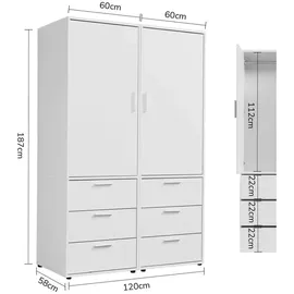 mokebo Drehtürenschrank Der Grenzenlose 120 x 187 x 58 cm Weiß