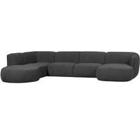 Sofa Polly U-Form aus Webstoff Links, Grau