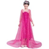 Lito Angels Eiskönigin Prinzessin Elsa Pailletten Pink Kleid mit Schleppe für Kinder Mädchen, Verkleidung Kostüm, Größe 5-6 Jahre 116