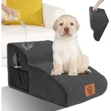 Famanu Hundetreppe - Wasserfest, 2 Stufen, abnehmbarer Bezug