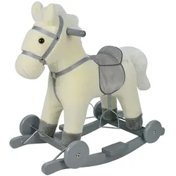 Chipolino Schaukelpferd Sound, mit Räder, sattelförmiger Sitz, Holzgriffe Plüsch beige