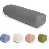 Vedara® Yoga Bolster AKAMA – Yogakissen mit Kapokfüllung für Yin Yoga – Rechteckig – Waschbarer Bezug aus 100% robuster Baumwolle – Großes Yogakissen für Restorative Yoga (Zen Grau, Klein)