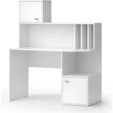 Vicco Schreibtisch Alwin Weiß 115 x 55 cm mit 2 Türen,