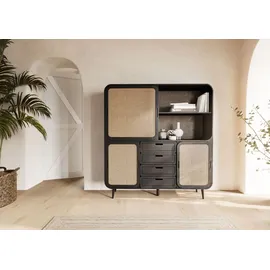 MASSIVMOEBEL24.DE Highboard Mango 150x40x160 dunkelgrau lackiert VALENCIA #211