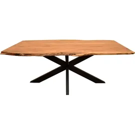 bene living Möbelset Baumkantentisch Catania, 6er Set Diningsessel San Carlo dunkelgrau - Dunkelgrau