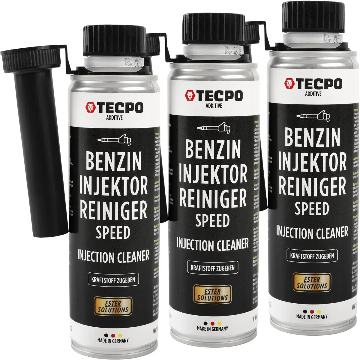 3x TECPO Injektor Reiniger ESTER Benzin Einsprizdüsen Additiv, 300 ml