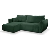 GOLDSTOFF Ecksofa L-Form | Modernes Schlafsofa mit Schlaffunktion & Bettkasten | Eleganter Cord-Bezug in 10 Farben | Komfortables Eckschlafsofa - Beige/Grau